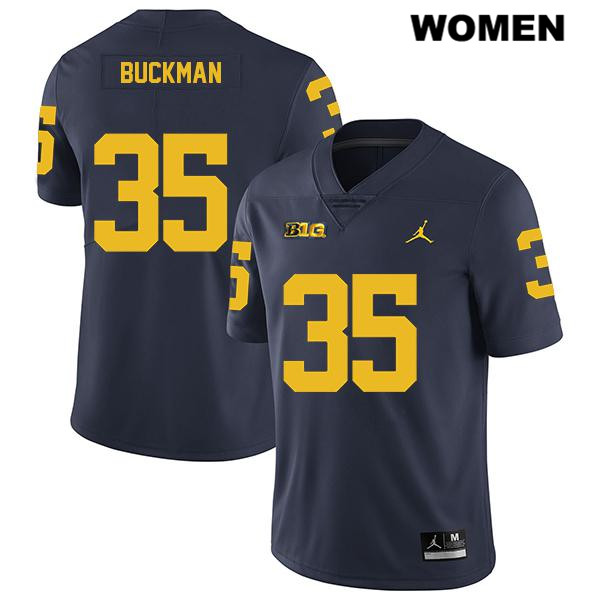 Women's NCAA Michigan Wolverines Luke Buckman #35 Navy Jordan Brand Authentic Stitched Legend Football College Jersey OY25C12DM